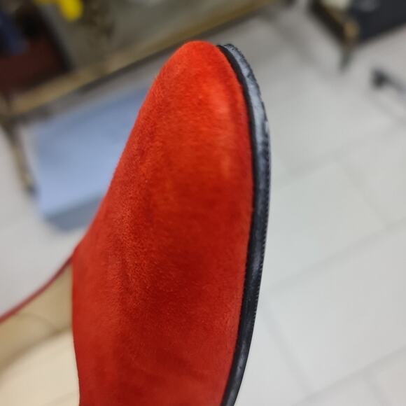 Celine Bright Red Suede Heels Pumps Sz.38 - Picture 3 of 7